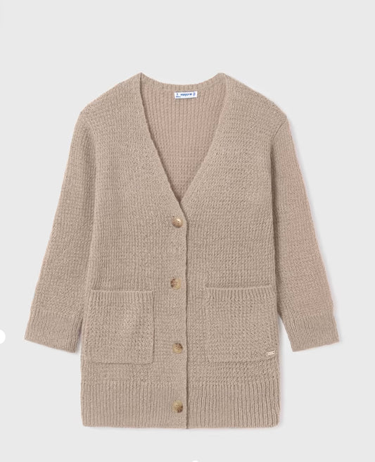 Mayoral Beige Knitted Cardigan-F23