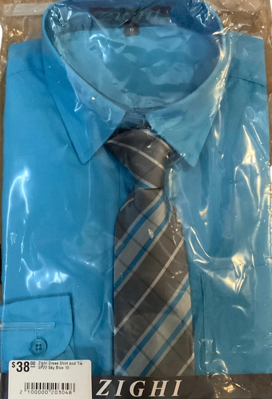 Zighi Boys Dress Shirt & Tie Set FA23