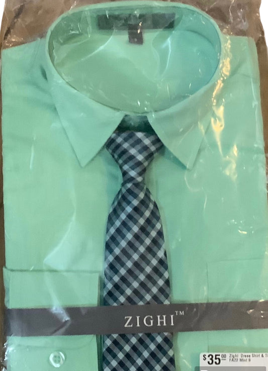 Zighi Teen Dress Shirt & Tie Set FA23