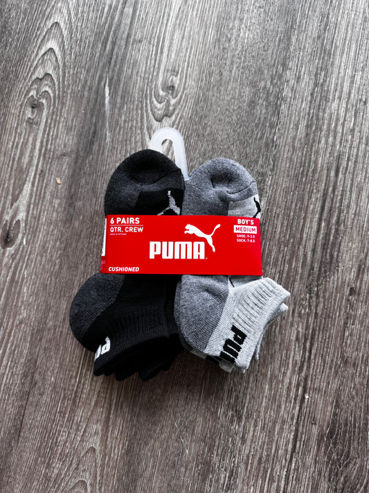 Puma Boys Black/Grey Crew Sock 6 Pack SP24