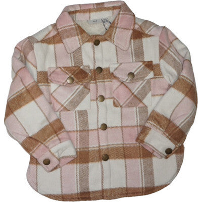 MID Pink Plaid Lined Shacket-F24