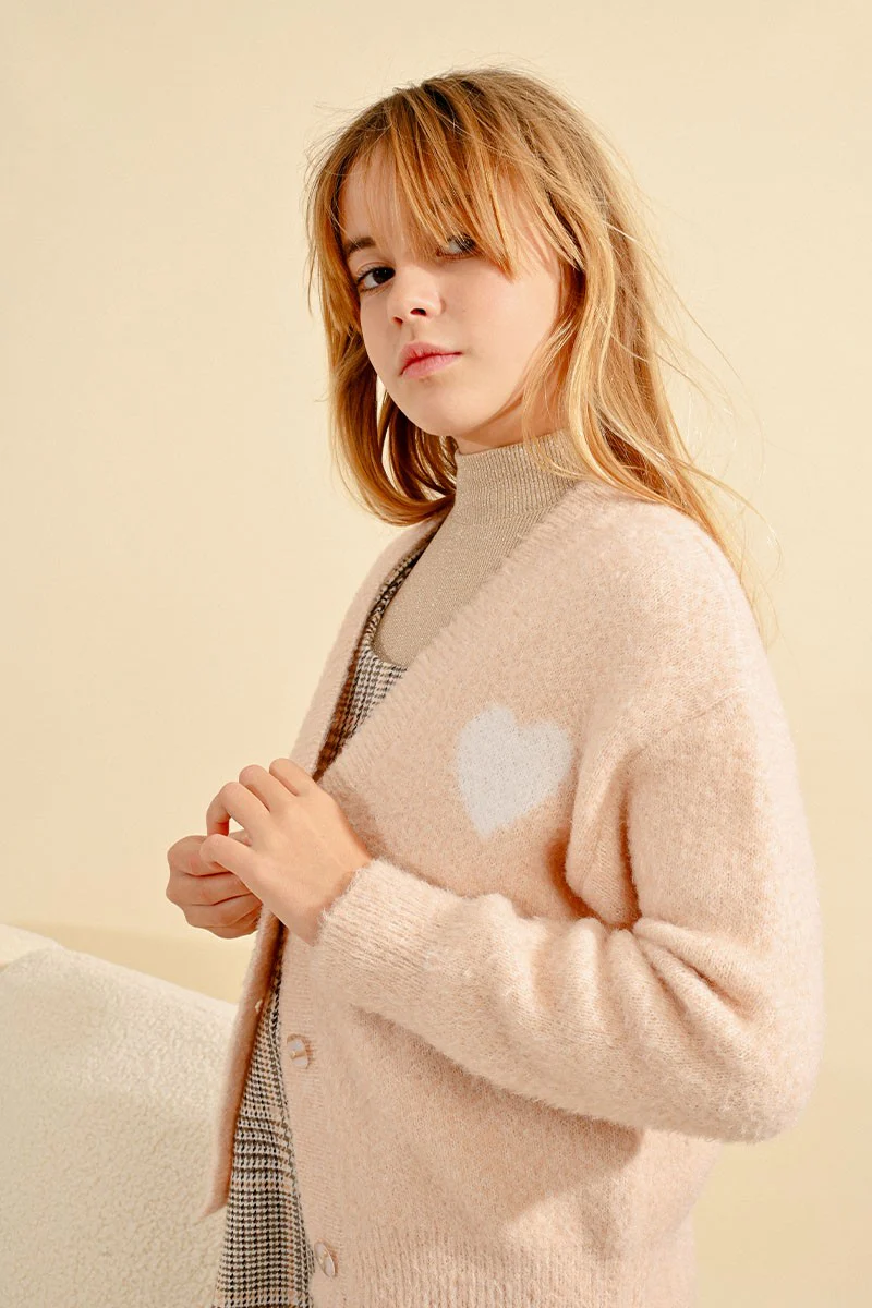 Molly Bracken Pink Heart Cardigan-FA24