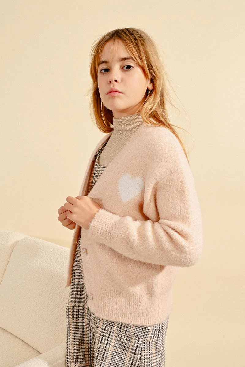 Molly Bracken Pink Heart Cardigan-FA24