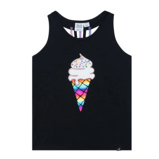 Deux Par Deux Black Ice Cream Tank Top SP23