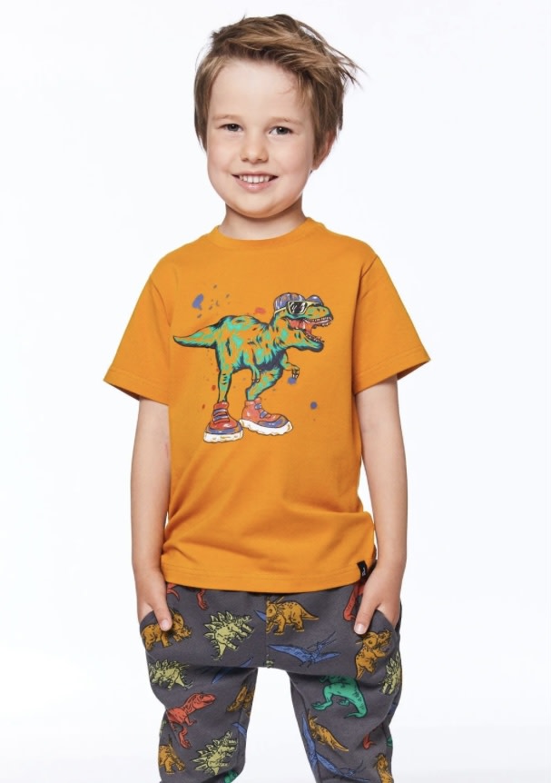 Deux Par Deux Dinosaur T-Shirt SP23 Gold