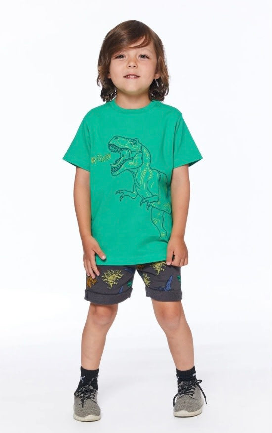 Deux Par Deux Dinosaur T-Shirt SP23 Green