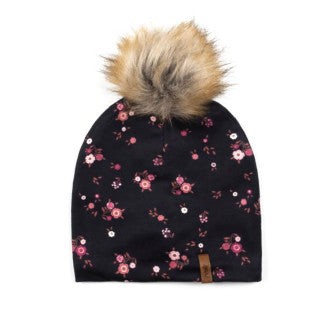 Deux Par Deux Little Pink Flower Black Toque FA22