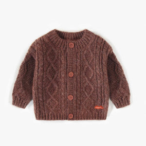 Souris Mini Knitted Cardigan with Buttons FA22 Brown