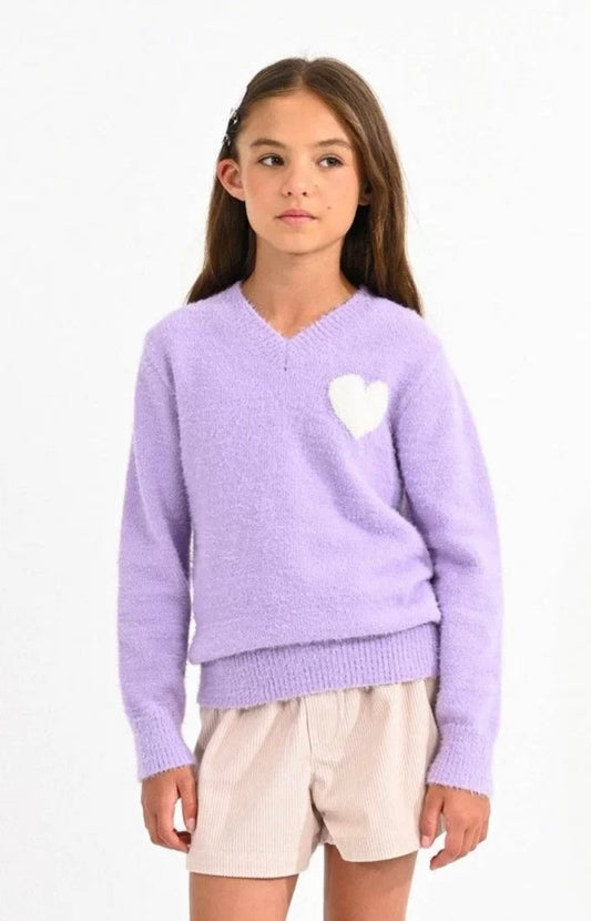 Molly Bracken Mauve Purple Heart Knitted Sweater FA23