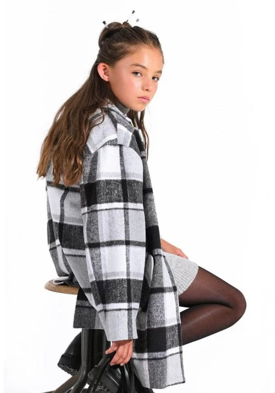 Molly Bracken Black Plaid Woven Coat FA23