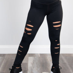 Jill Yoga Black Distressed Leggings-W21