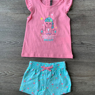 Losan Baby Girl Shirt and Short Sets SP22 Unicorn