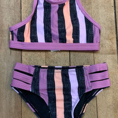 Mandarine & Co. Black Multistripe Girls 2 Piece Swimsuit SP23