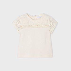 Mayoral Ivory Crochet Tee SP23