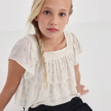 Mayoral White Feather Blouse SP23