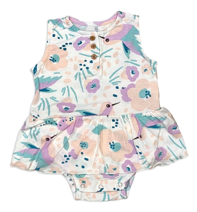 Silkberry Baby Hummingbird Garden Bamboo Skirt Bodysuit SP24