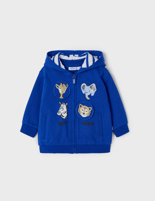 Mayoral Baby Blue Animal Zip-Up Sweater SP22