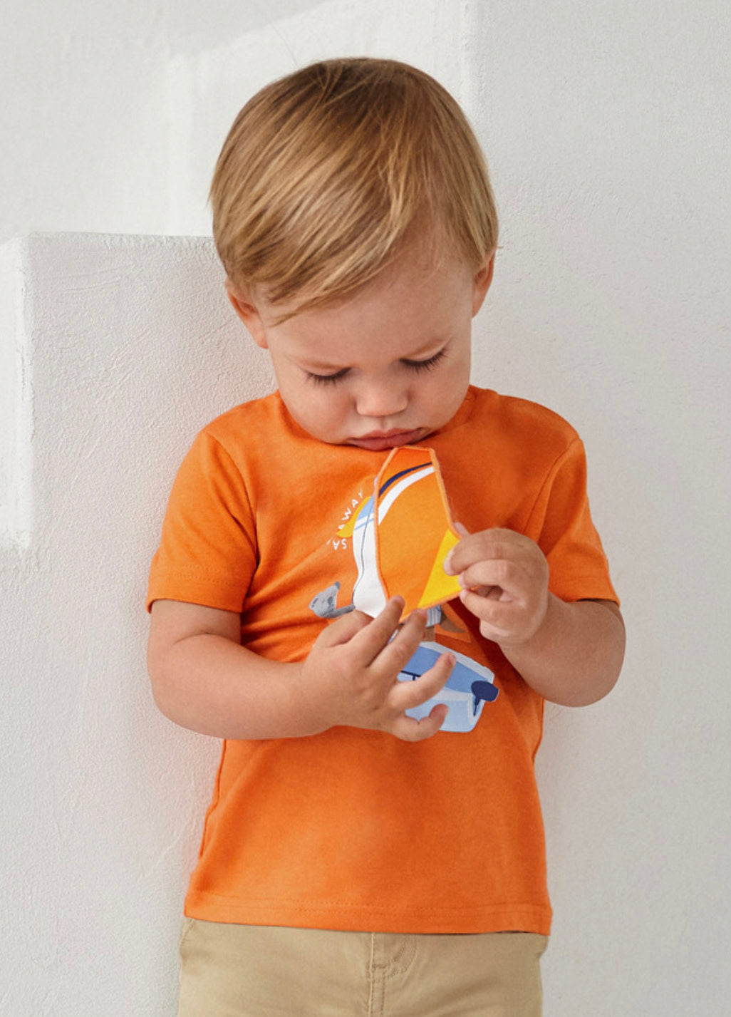 Mayoral Baby Boys Designed T-Shirts SP22 Orange Sailboat