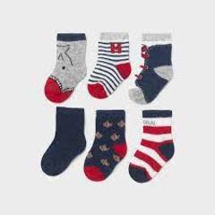 Mayoral Blue 6 Pk Socks-SP21 Dark Blue/Red