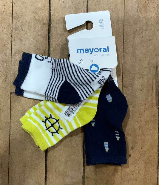 Mayoral Boys 3 Pk Socks-SP21-blue/Yellow