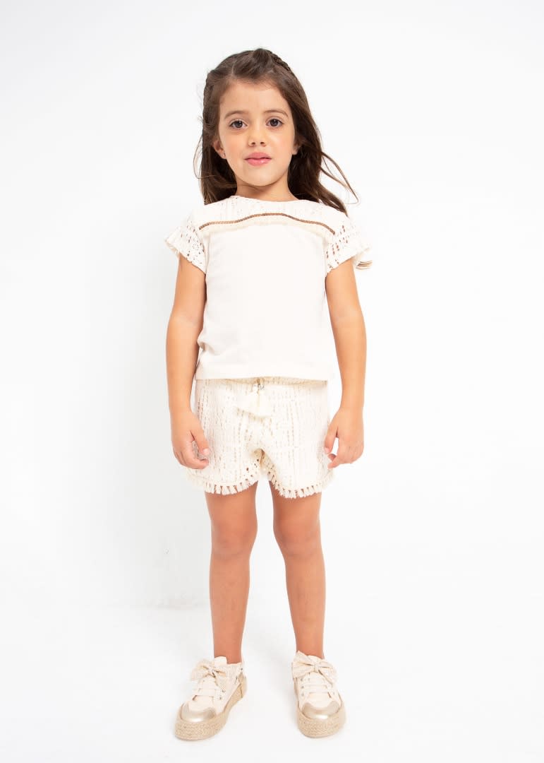 Mayoral Crochet Ivory Shorts SP23