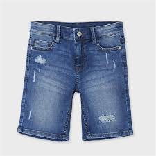 Mayoral Dark Denim Ripped Jean Shorts-SP21