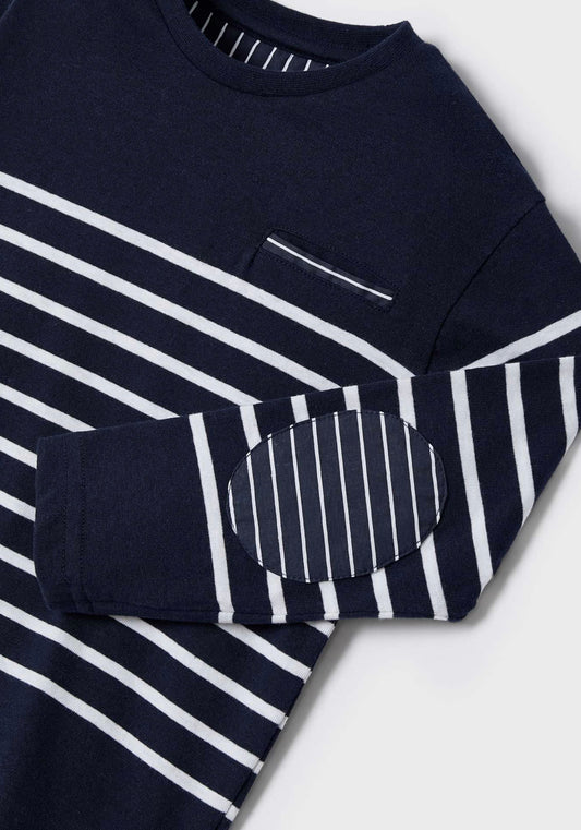 Mayoral White and Navy Stripe Shirt SP22