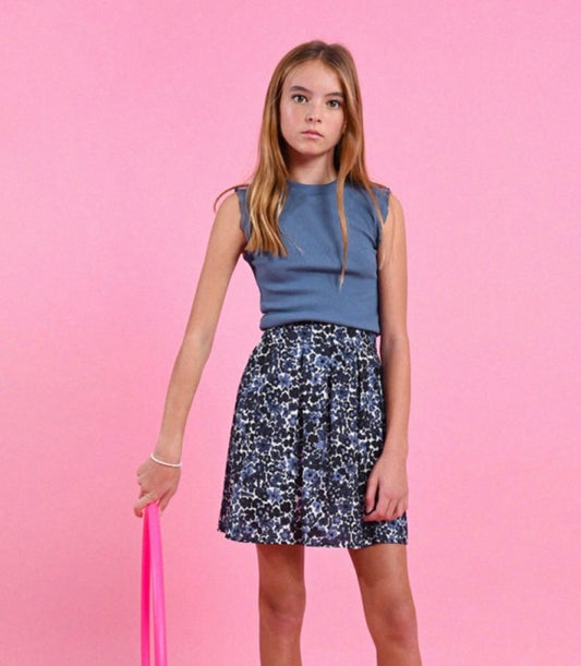 Mini Molly Navy Flowered Skirt-SP23