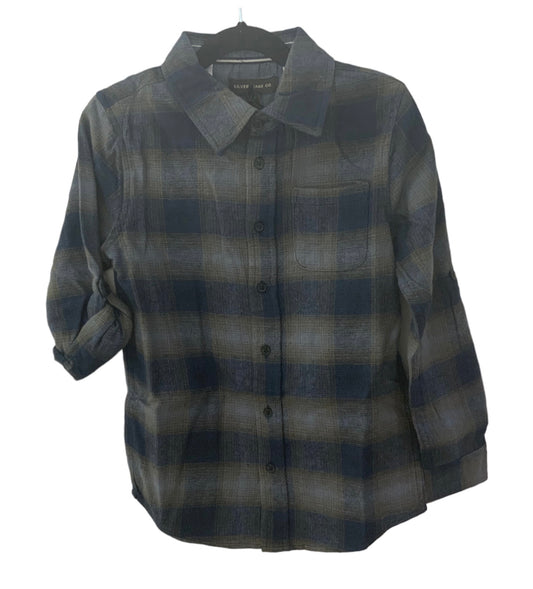 Silver Jeans Co. Navy Plaid Flannel Shirt-W23