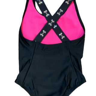 UA One Piece Black Swimsuit Decorated Straps SU22