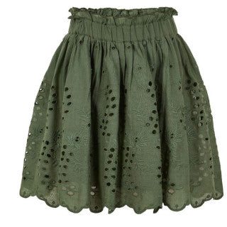 Creamie Forest Green Embroidered Skirt SP22