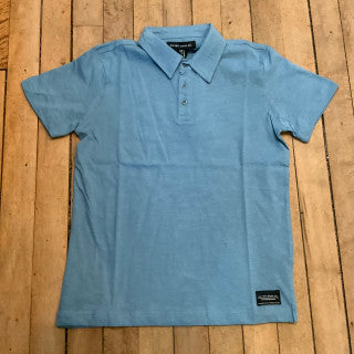 Silver Jeans Co Jersey Short Sleeve Polo SP23 Mid Blue