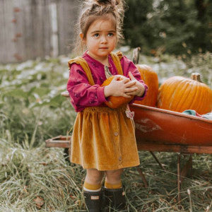 Souris Mini Baby Girl Corduroy Rust Overall Dress W21